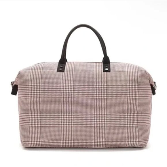 NWT Lulu Dharma Weekender Duffle Bag in Pink Plaid Fraiser‎ Houndstooth - Picture 3 of 6